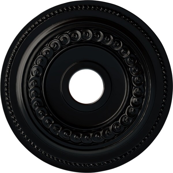 Ekena Millwork Oldham Ceiling Medallion (Fits Canopies up to 8 5/8"), 18"OD x 3 3/8"ID x 7/8"P, Jet Black CM18OL1BLF - main